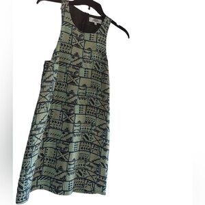 Tibi silk green Aztec geometric pattern size 2